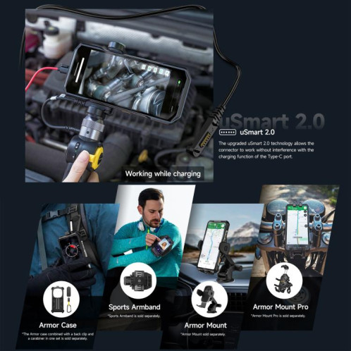  Téléphone robuste Ulefone Armor 28 Pro, 16 Go + 512 Go, vision nocturne, 10 600 mAh, écrans 6,67 pouces + 1,04 pouce, Android 15, MediaTek Dimensity 7300 Octa Core, réseau : 5G, NFC (noir) SU891B1607-025